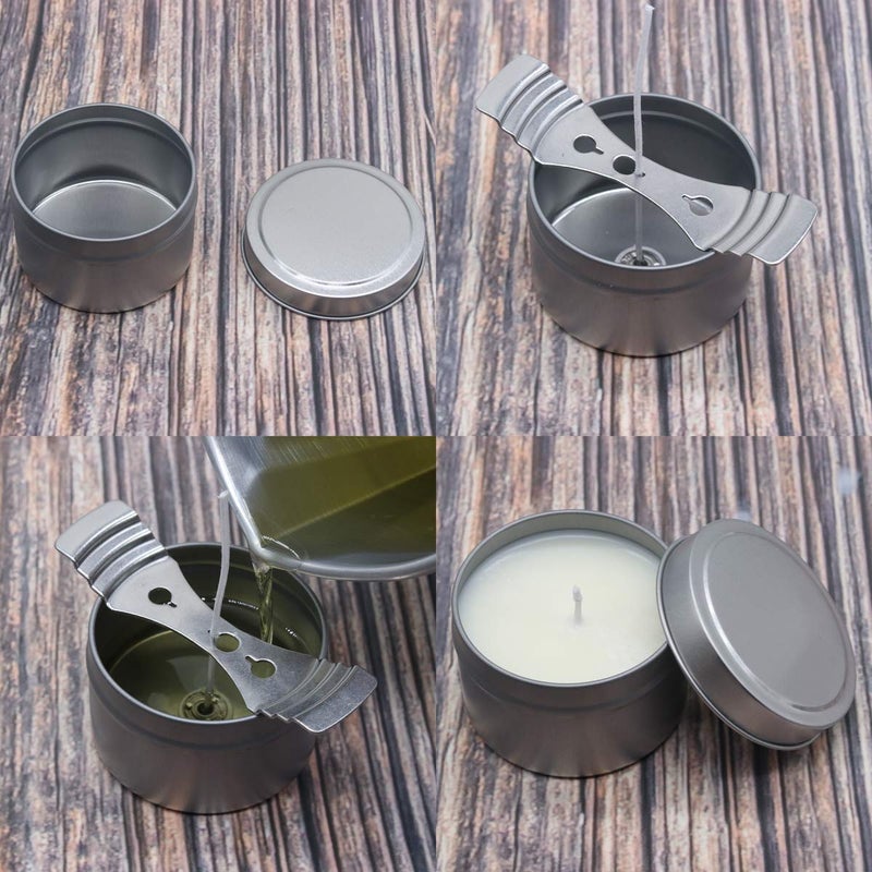 Aroparc Silver Candle Tins 4oz with Lids, 24 Piece Candle Containers, Bulk Candle Jars for Candle Making - Silver - Image 5